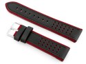 Pasek skórzany do zegarka W80 czarny/bordowy 24mm Pasek skórzany do zegarka W80 czarny/bordowy 24mm