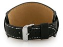 Pasek skórzany do zegarka W85 - podkładka - czarny/biały - 20mm Pasek skórzany do zegarka W85 - podkładka - czarny/biały - 20mm