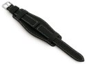 Pasek skórzany do zegarka W85 - podkładka - czarny/biały - 20mm Pasek skórzany do zegarka W85 - podkładka - czarny/biały - 20mm