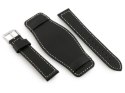 Pasek skórzany do zegarka W85 - podkładka - czarny/biały - 20mm Pasek skórzany do zegarka W85 - podkładka - czarny/biały - 20mm