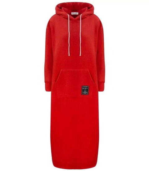 Ciepła bluza damska dresowa Oversize Sukienka Bawełniana Kaptur (Czerwony) Ciepła bluza damska dresowa Oversize Sukienka Bawełniana Kaptur (Czerwony)