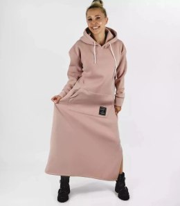 Ciepła bluza damska dresowa Oversize Sukienka Bawełniana Kaptur (Różowy)