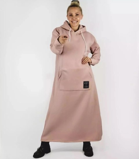 Ciepła bluza damska dresowa Oversize Sukienka Bawełniana Kaptur (Różowy) Ciepła bluza damska dresowa Oversize Sukienka Bawełniana Kaptur (Różowy)
