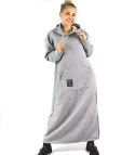 Ciepła bluza damska dresowa Oversize Sukienka Bawełniana Kaptur (Szary) Ciepła bluza damska dresowa Oversize Sukienka Bawełniana Kaptur (Szary)