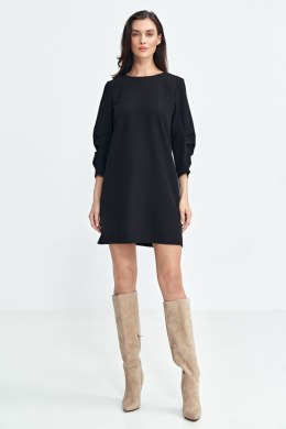 Sukienka z zakładkami na rękawach S258 Black - Nife - 38