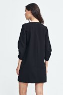 Sukienka z zakładkami na rękawach S258 Black - Nife - 38 Sukienka z zakładkami na rękawach S258 Black - Nife - 38