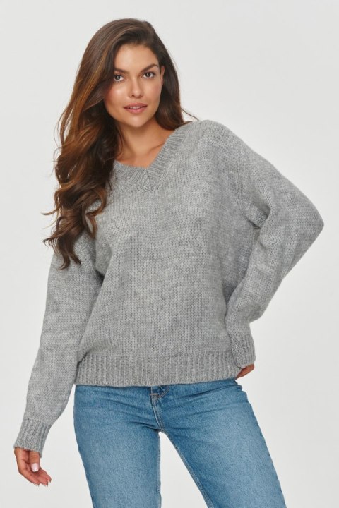 Sweter Damski Model S152 Grey Melange - Makadamia - uniwersalny Sweter Damski Model S152 Grey Melange - Makadamia - uniwersalny