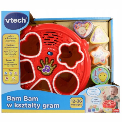 Bam bam w kształty gram bębenek sorter melodyjki klocki 12m+ Vtech 60670 Bam bam w kształty gram bębenek sorter melodyjki klocki 12m+ Vtech 60670
