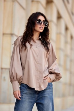 Koszula Damska Model Lia BEZ BLU0189 Beige - Roco Fashion - 36