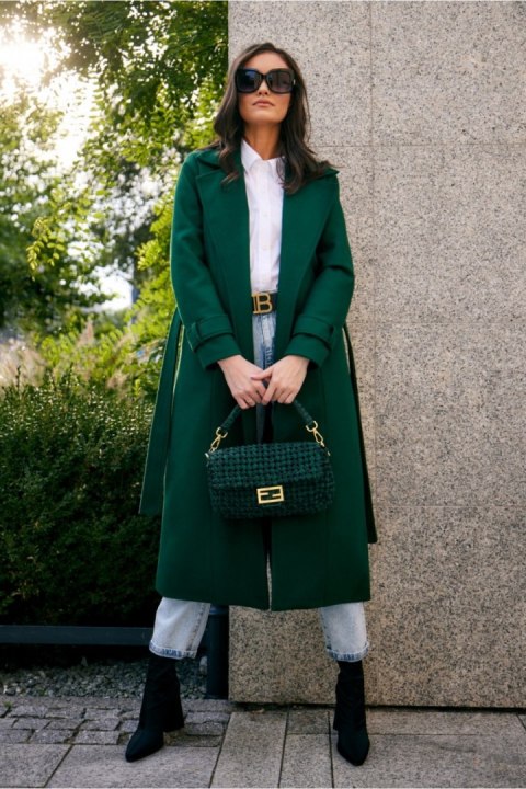 Płaszcz Damski Model Sovan ZIE PLA0035 Green - Roco Fashion - 42 Płaszcz Damski Model Sovan ZIE PLA0035 Green - Roco Fashion - 42