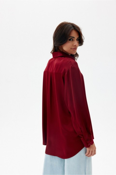 Koszula Damska Model Tessa BOR BLU0185 Bordo - Roco Fashion - 40 Koszula Damska Model Tessa BOR BLU0185 Bordo - Roco Fashion - 40