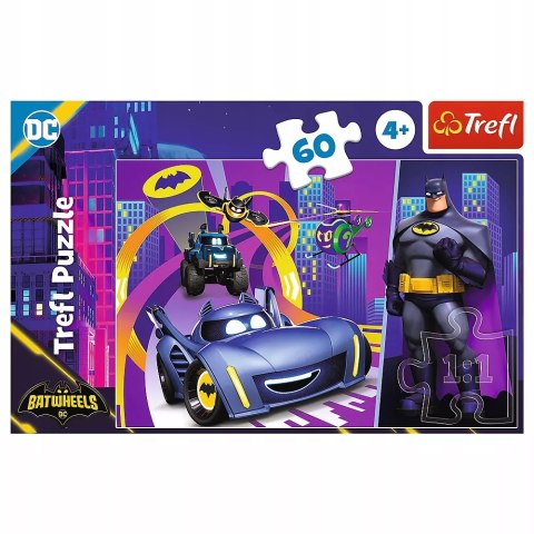 Puzzle Batwheels 60 elementów Batman i jego pojazdy Trefl 17400 Puzzle Batwheels 60 elementów Batman i jego pojazdy Trefl 17400
