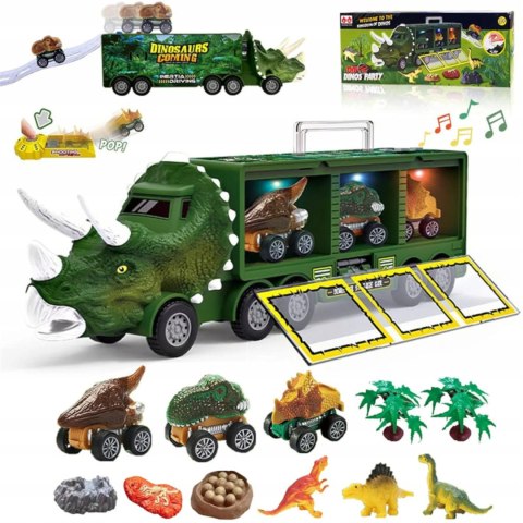 Ciężarówka dinozaur z autami auta tir laweta 1300A Ciężarówka dinozaur z autami auta tir laweta 1300A