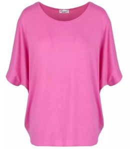 Klasyczna wygodna gładka bluzka oversize luźna elastyczna (Różowy)