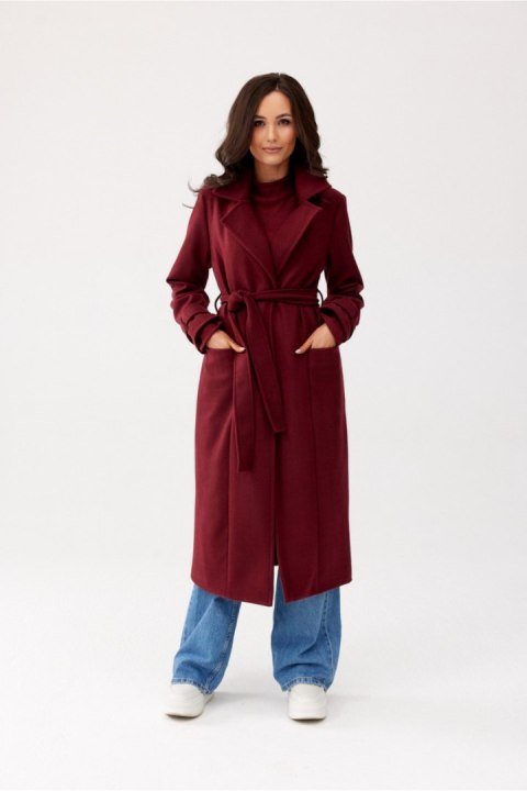 Płaszcz Damski Model Sovan BOR PLA0035 Bordo - Roco Fashion - 36 Płaszcz Damski Model Sovan BOR PLA0035 Bordo - Roco Fashion - 36