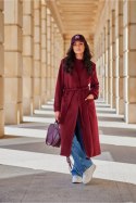 Płaszcz Damski Model Sovan BOR PLA0035 Bordo - Roco Fashion - 40