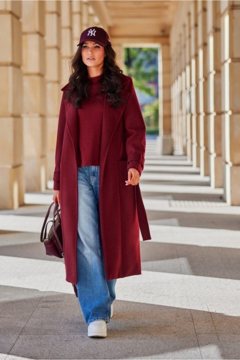 Płaszcz Damski Model Sovan BOR PLA0035 Bordo - Roco Fashion - 40 Płaszcz Damski Model Sovan BOR PLA0035 Bordo - Roco Fashion - 40