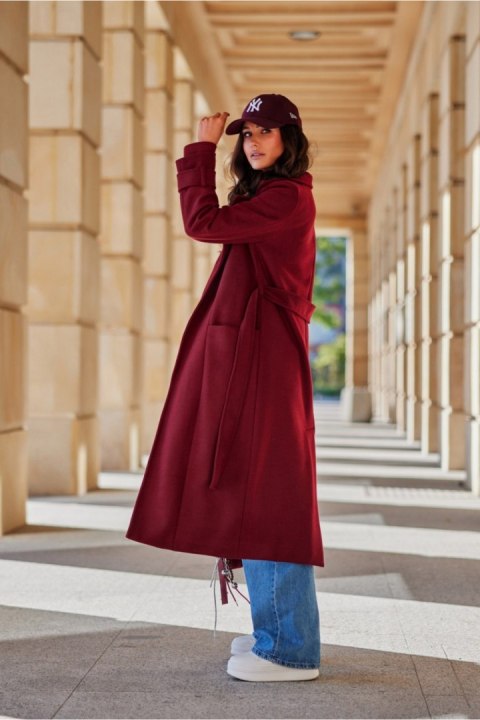 Płaszcz Damski Model Sovan BOR PLA0035 Bordo - Roco Fashion - 40 Płaszcz Damski Model Sovan BOR PLA0035 Bordo - Roco Fashion - 40