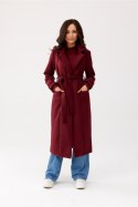 Płaszcz Damski Model Sovan BOR PLA0035 Bordo - Roco Fashion - 40