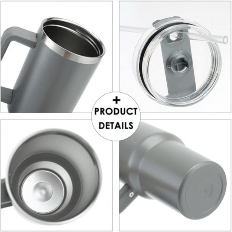 THERMOBECHER MIT GROSSEM Fassungsvermögen, Henkel und Strohhalm, 1 l Thermobecher, CUP16 THERMOBECHER MIT GROSSEM Fassungsvermögen, Henkel und Strohhalm, 1 l Thermobecher, CUP16