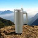 THERMOBECHER MIT GROSSEM Fassungsvermögen, Henkel und Strohhalm, 1 l Thermobecher, CUP16