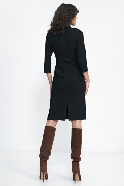 Sukienka Czarna sukienka z rękawem 3/4 S234 Black - Nife - 38 Sukienka Czarna sukienka z rękawem 3/4 S234 Black - Nife - 38