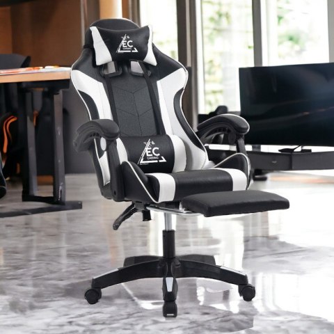 Fotel gamingowy obrotowy z podnóżkiem EC GAMING masażer KO24B Fotel gamingowy obrotowy z podnóżkiem EC GAMING masażer KO24B