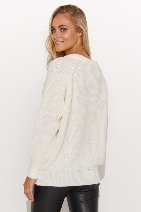 Sweter Damski Model S140 Śmietana - Makadamia - uniwersalny Sweter Damski Model S140 Śmietana - Makadamia - uniwersalny