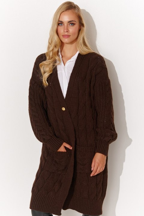 Sweter Kardigan Model S134 Czekolada - Makadamia - uniwersalny Sweter Kardigan Model S134 Czekolada - Makadamia - uniwersalny