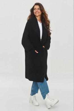 Sweter Kardigan Model S153 Black - Makadamia - uniwersalny