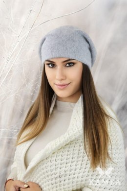 CLEO modny beret z angory kolor szary - Kamea - uniwersalny