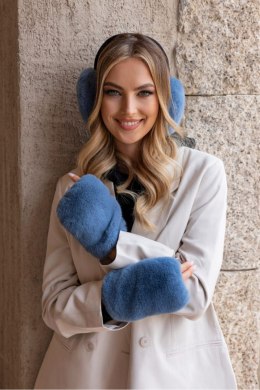 ASTER-mitenki, rękawice bez palców eco futro mięciutkie jak szynszyl kolor jeans - Kamea - uniwersalny