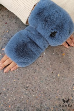 ASTER-mitenki, rękawice bez palców eco futro mięciutkie jak szynszyl kolor jeans - Kamea - uniwersalny