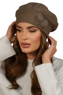 Beret Damski Kolor Jasny Brązowy Zimowy Wełniany Kamea-Bara - Kamea - uniwersalny
