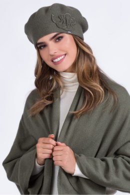 JUSTA wełniany beret damski kolor khaki - Kamea - uniwersalny