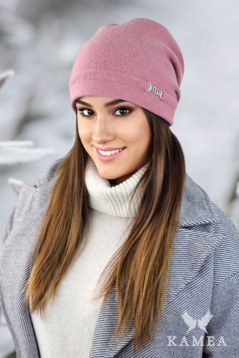 LEONORA damska czapka wełniana z cyrkoniami kolor ash rose - Kamea - uniwersalny LEONORA damska czapka wełniana z cyrkoniami kolor ash rose - Kamea - uniwersalny