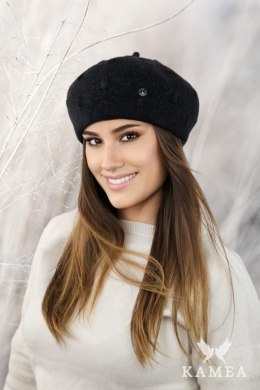 LINDA zimowy regulowany beret z antenką kolor czarny - Kamea - uniwersalny