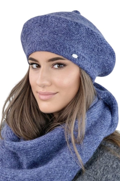 OFELIA zimowy beret damski kolor jeans - Kamea - uniwersalny