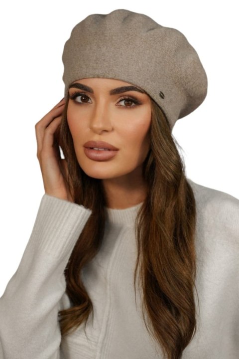Zimowy Wełniany Beret Damski Kolor Ciemny Beżowy Kamea-Kiang - Kamea - uniwersalny Zimowy Wełniany Beret Damski Kolor Ciemny Beżowy Kamea-Kiang - Kamea - uniwersalny