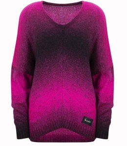 Ciepły damski sweter oversize piękny OMBRE (Różowy)