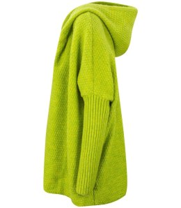 GRUBY sweter KARDIGAN nietoperz Luźny Ciepły z kapturem (Zielony)